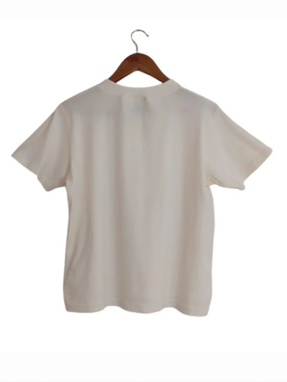 Vintage Lizsport 100% Cotton Cream Ivory Henley Tee Short Sleeve T-shirt Top- L - Picture 3 of 8
